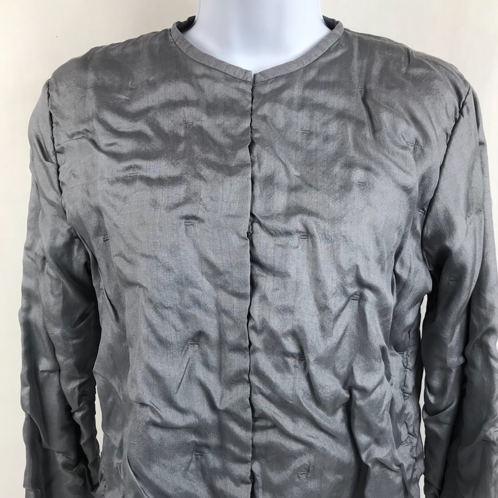 Eileen Fisher Silver Silk Jacket Sz Small Petite